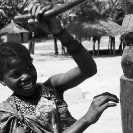 032_CZmA.8765BW-African-Village-Girl-&-Carved-Water-Well-NW-Zambia